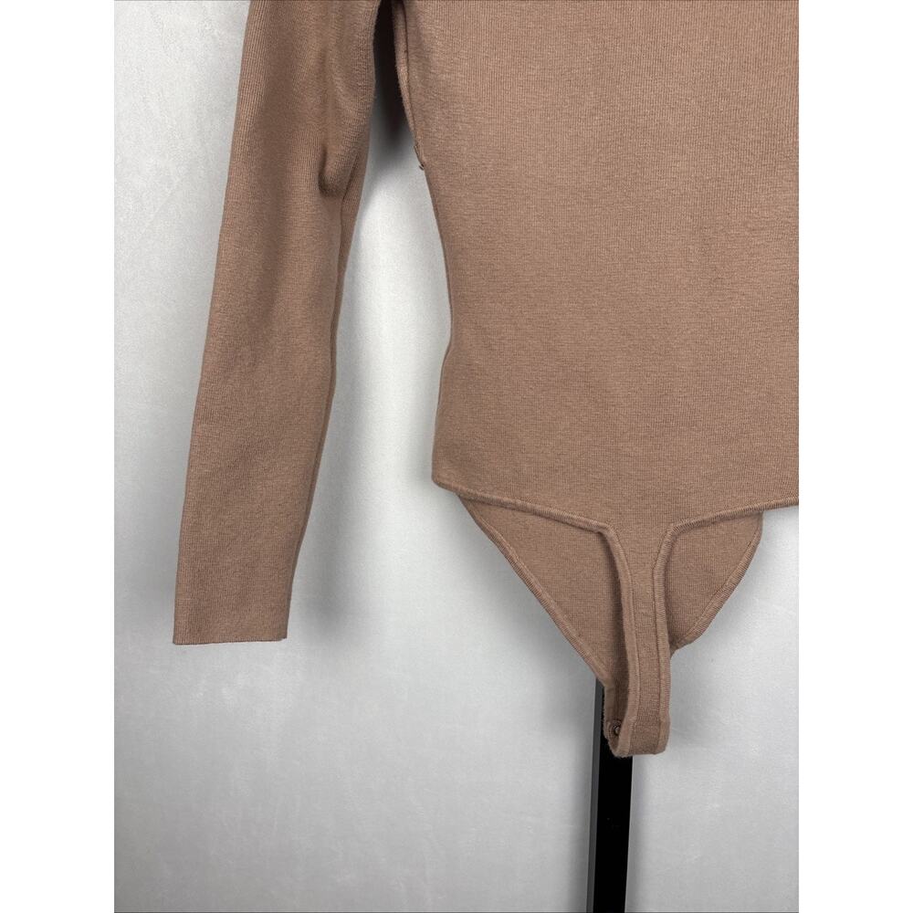 Abercrombie & Fitch Knit Bodysuit‎ Size Small Beige Sweetheart Neck Long Sleeve - Picture 8 of 11